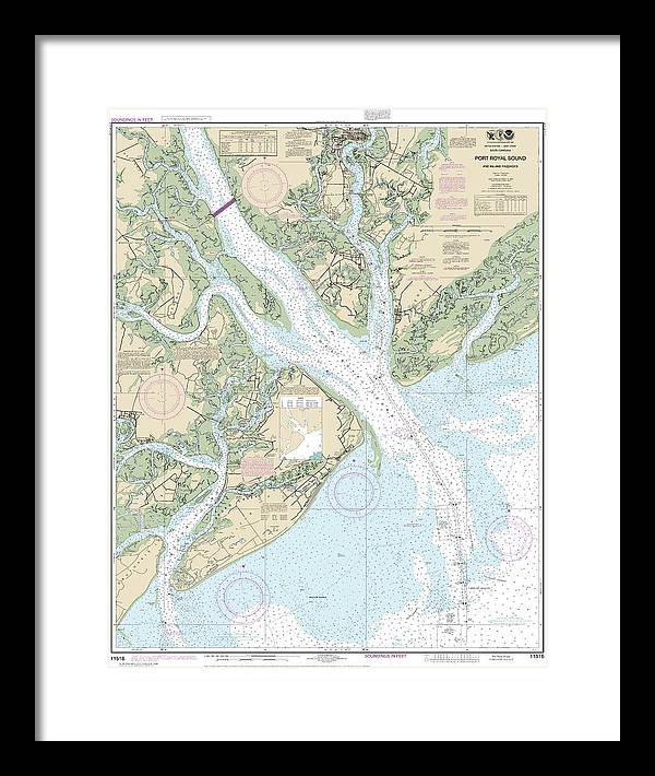 Nautical Chart-11516 Port Royal Sound-inland Passages - Framed Print