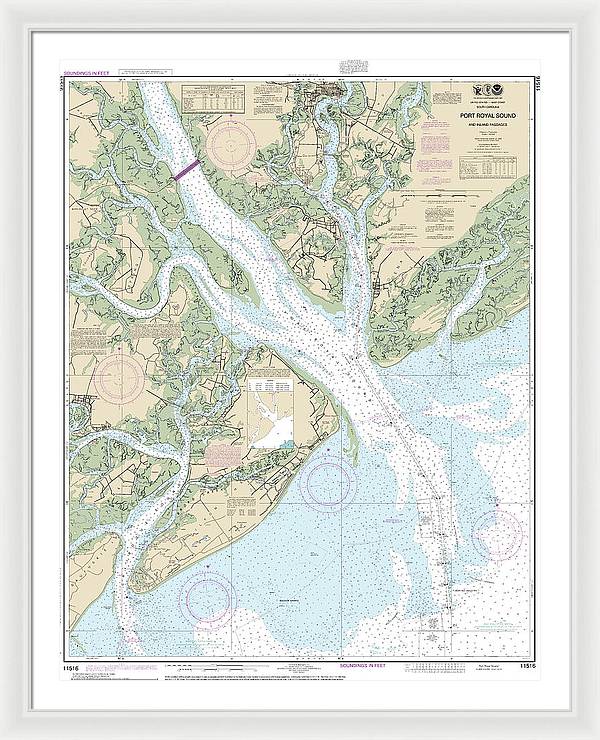 Nautical Chart-11516 Port Royal Sound-inland Passages - Framed Print