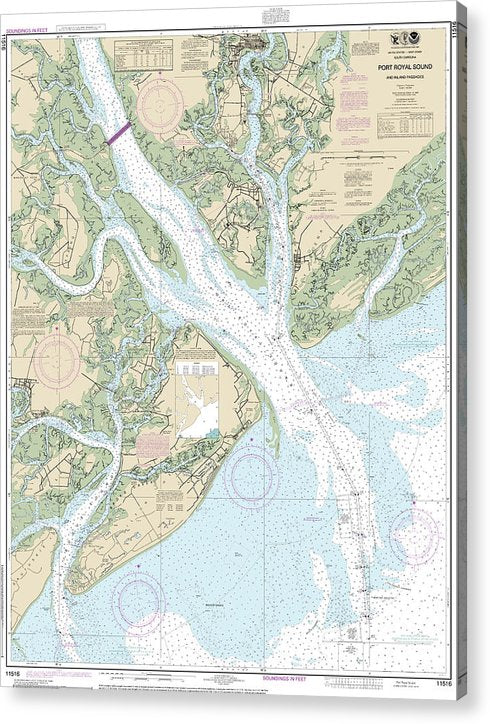Nautical Chart-11516 Port Royal Sound-Inland Passages  Acrylic Print