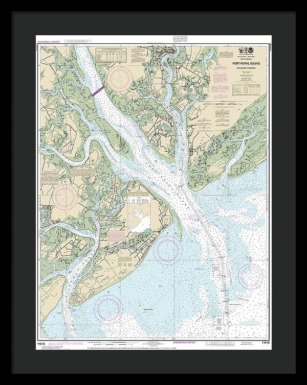 Nautical Chart-11516 Port Royal Sound-inland Passages - Framed Print