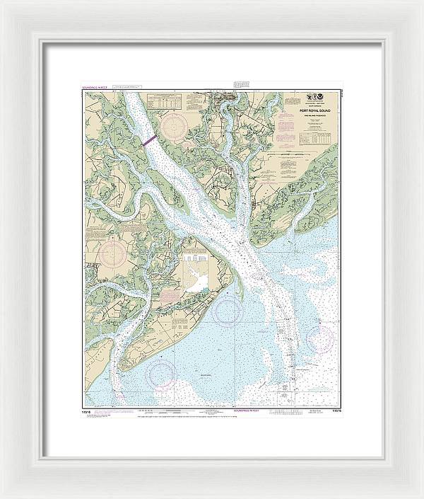 Nautical Chart-11516 Port Royal Sound-inland Passages - Framed Print