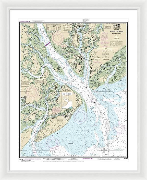 Nautical Chart-11516 Port Royal Sound-inland Passages - Framed Print