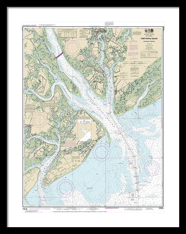 Nautical Chart-11516 Port Royal Sound-inland Passages - Framed Print