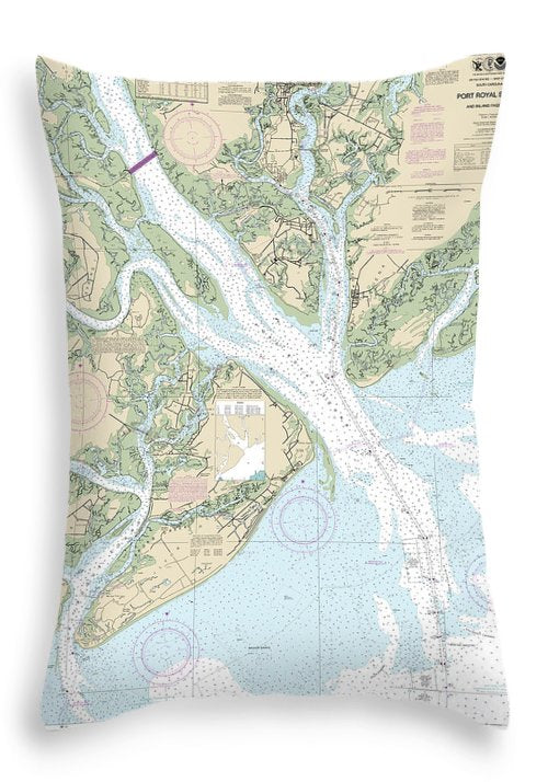 Nautical Chart-11516 Port Royal Sound-inland Passages - Throw Pillow