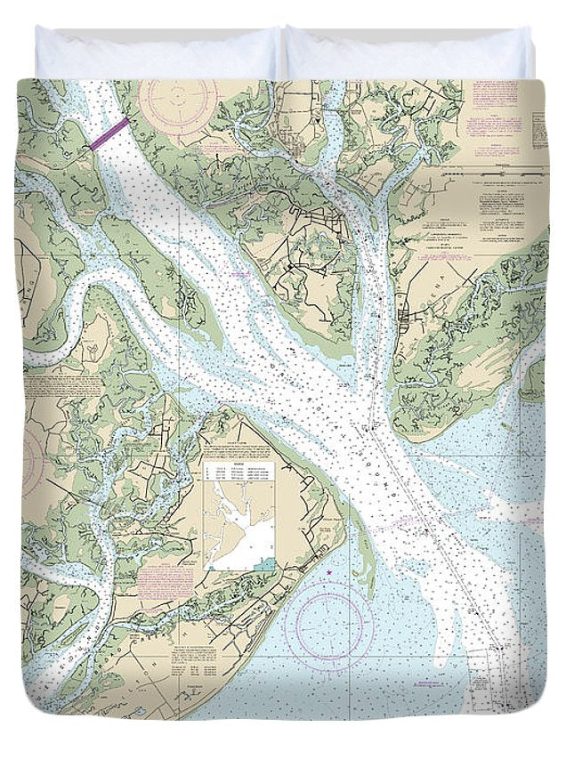 Nautical Chart-11516 Port Royal Sound-inland Passages - Duvet Cover