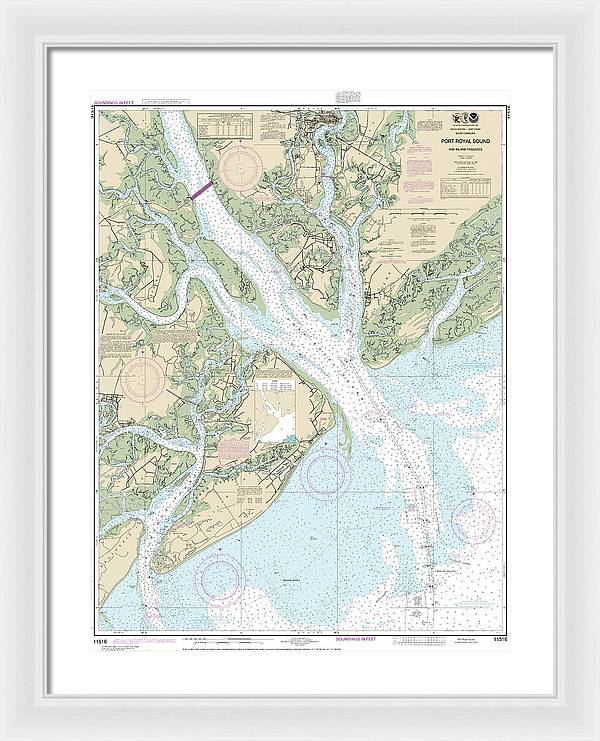 Nautical Chart-11516 Port Royal Sound-inland Passages - Framed Print