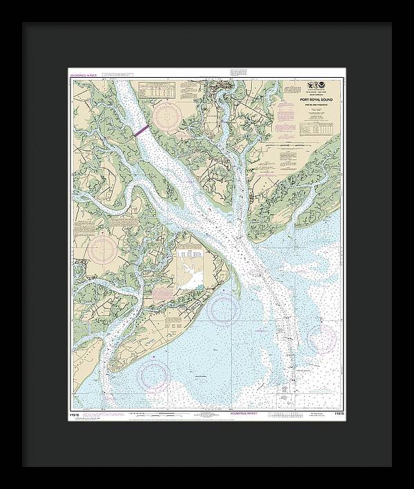 Nautical Chart-11516 Port Royal Sound-inland Passages - Framed Print