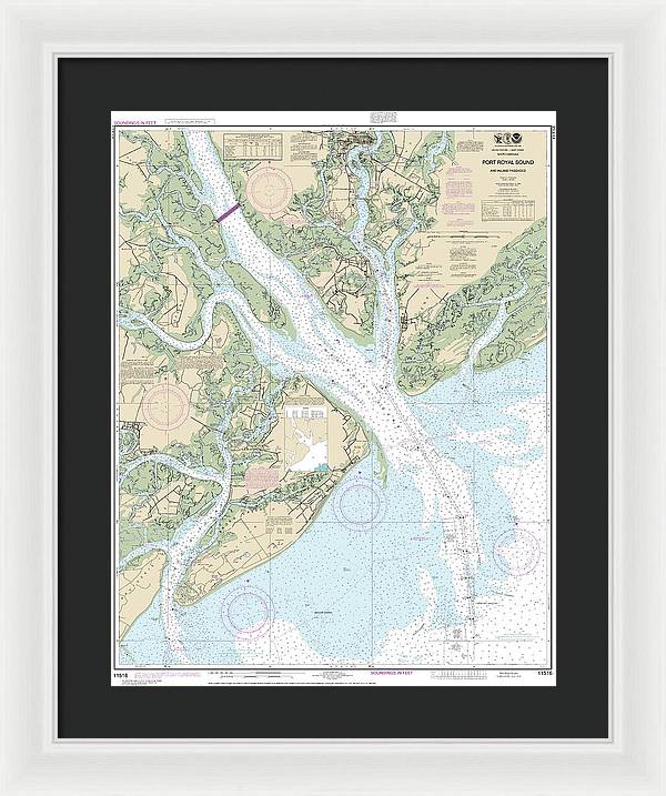 Nautical Chart-11516 Port Royal Sound-inland Passages - Framed Print