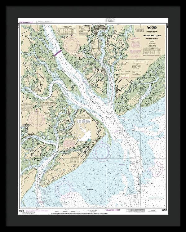 Nautical Chart-11516 Port Royal Sound-inland Passages - Framed Print