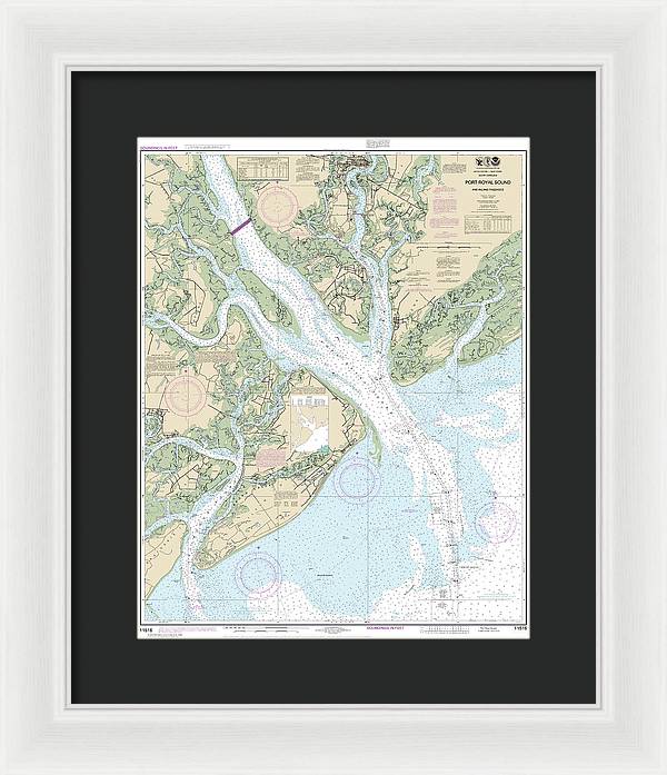 Nautical Chart-11516 Port Royal Sound-inland Passages - Framed Print