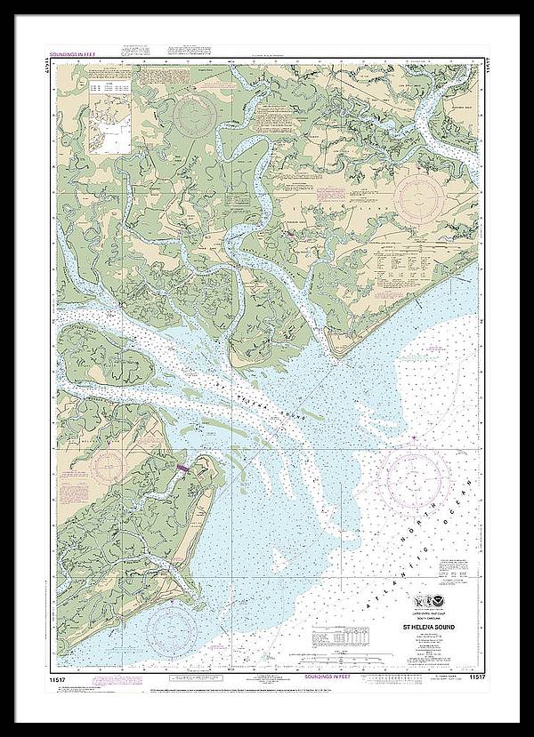 Nautical Chart-11517 St Helena Sound - Framed Print