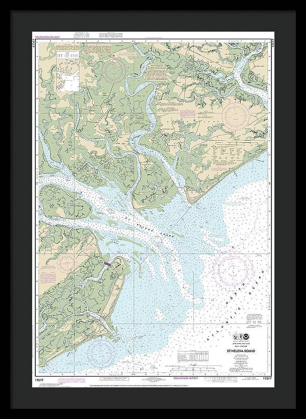 Nautical Chart-11517 St Helena Sound - Framed Print