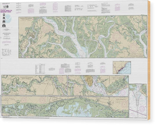 Nautical Chart-11518 Intracoastal Waterway Casino Creek-Beaufort River Wood Print
