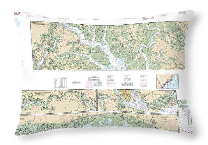 Nautical Chart-11518 Intracoastal Waterway Casino Creek-beaufort River - Throw Pillow