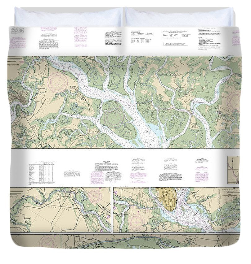 Nautical Chart 11518 Intracoastal Waterway Casino Creek Beaufort River Duvet Cover