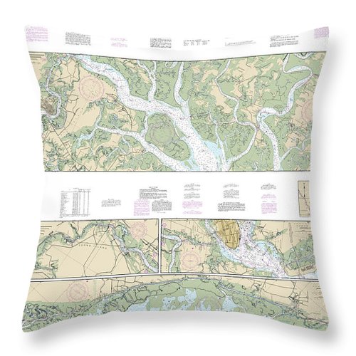 Nautical Chart-11518 Intracoastal Waterway Casino Creek-beaufort River - Throw Pillow