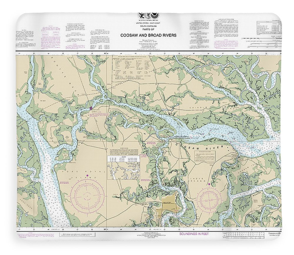 Nautical Chart-11519 Parts-coosaw-broad Rivers - Blanket
