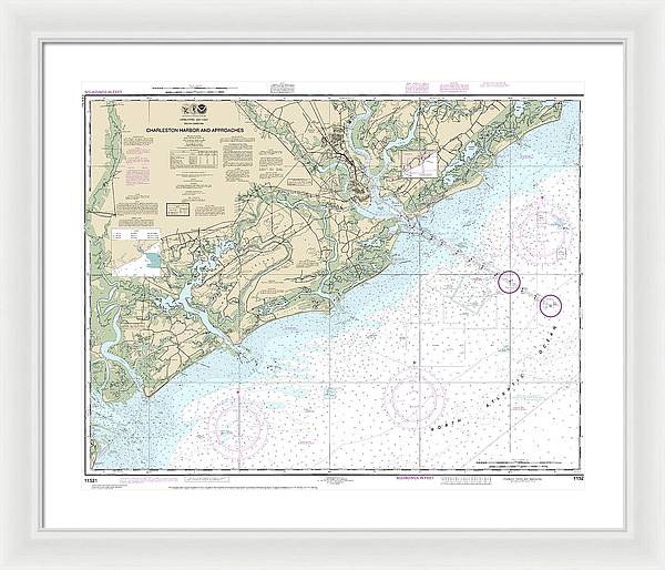 Nautical Chart-11521 Charleston Harbor-approaches - Framed Print