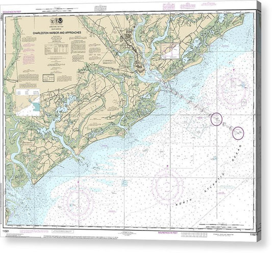 Nautical Chart-11521 Charleston Harbor-Approaches  Acrylic Print