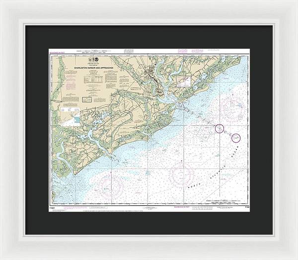 Nautical Chart-11521 Charleston Harbor-approaches - Framed Print