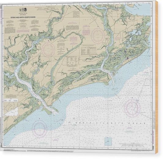 Nautical Chart-11522 Stono-North Edisto Rivers Wood Print