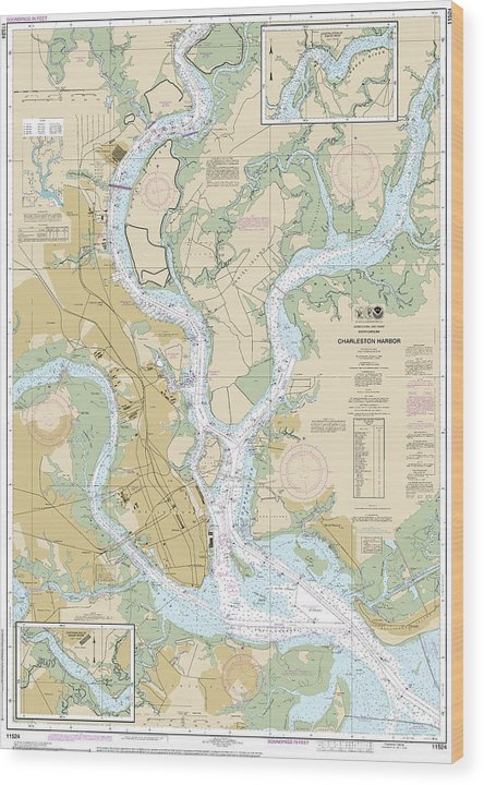 Nautical Chart-11524 Charleston Harbor Wood Print