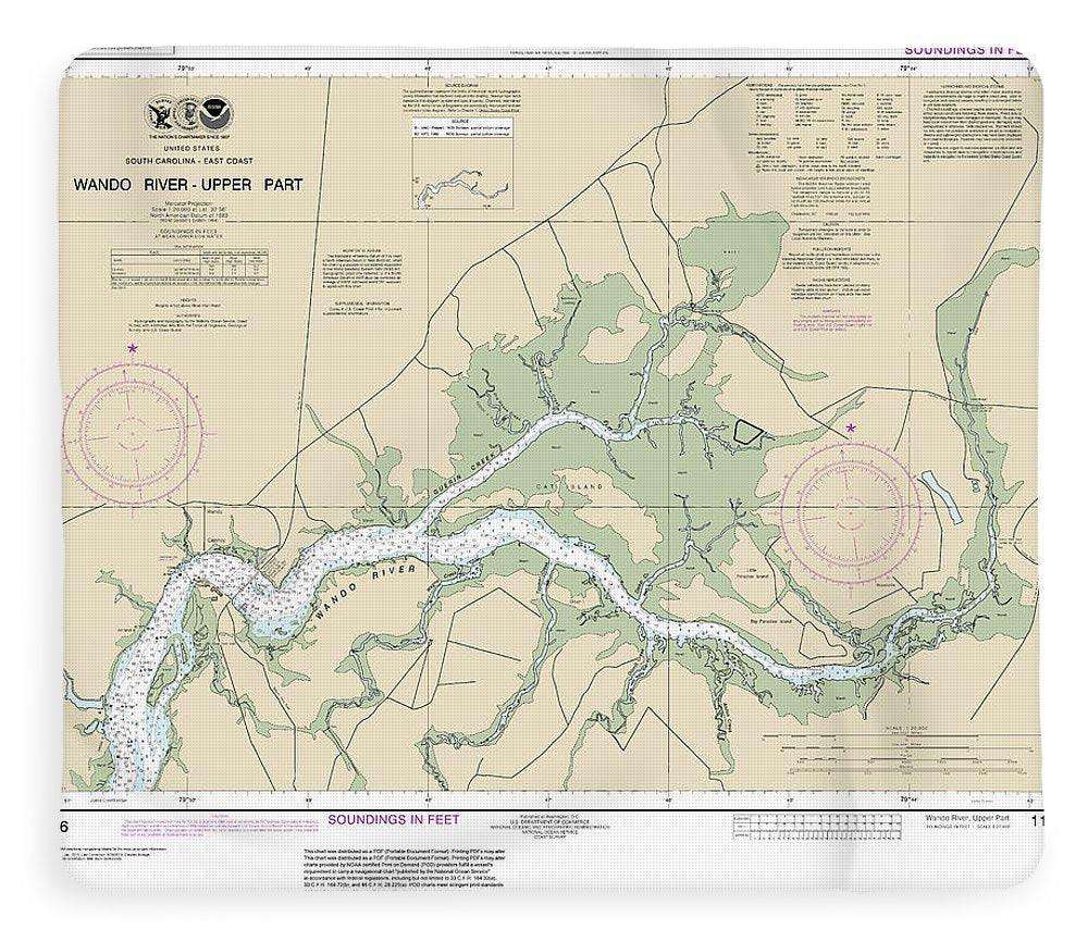 Nautical Chart-11526 Wando River Upper Part - Blanket