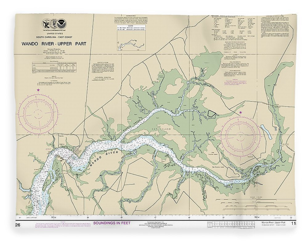 Nautical Chart-11526 Wando River Upper Part - Blanket