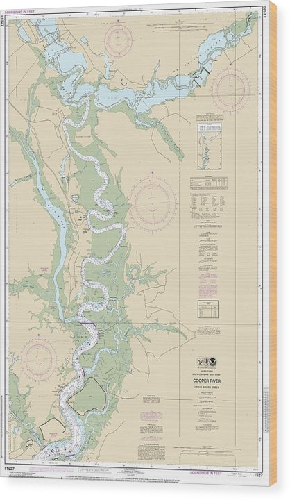 Nautical Chart-11527 Cooper River Above Goose Creek Wood Print