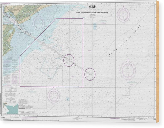 Nautical Chart-11528 Charleston Harbor Entrance-Approach Wood Print
