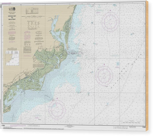 Nautical Chart-11531 Winyah Bay-Bulls Bay Wood Print