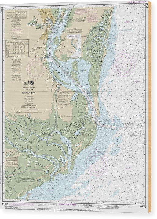 Nautical Chart-11532 Winyah Bay Wood Print