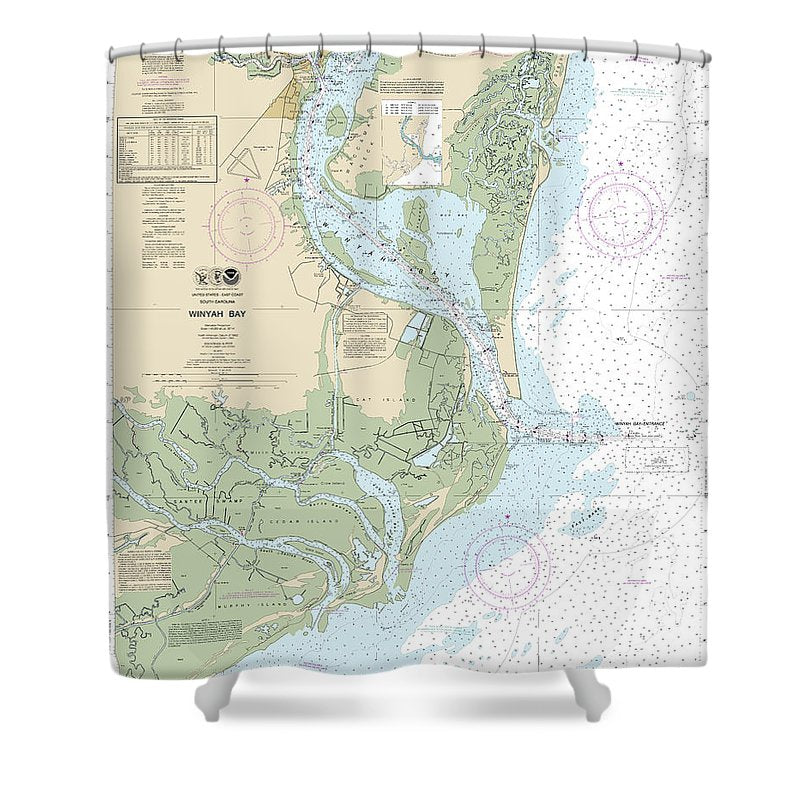 Nautical Chart 11532 Winyah Bay Shower Curtain