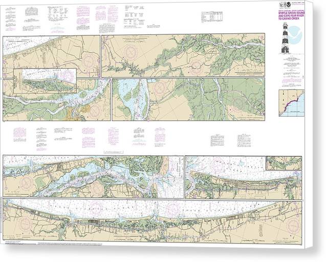 Nautical Chart-11534 Intracoastal Waterway Myrtle Grove Sound-cape Fear River-casino Creek - Canvas Print