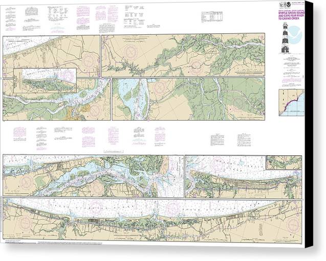 Nautical Chart-11534 Intracoastal Waterway Myrtle Grove Sound-cape Fear River-casino Creek - Canvas Print
