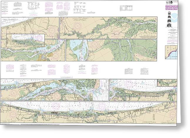 Nautical Chart-11534 Intracoastal Waterway Myrtle Grove Sound-cape Fear River-casino Creek - Greeting Card