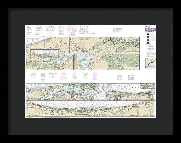 Nautical Chart-11534 Intracoastal Waterway Myrtle Grove Sound-cape Fear River-casino Creek - Framed Print