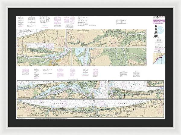 Nautical Chart-11534 Intracoastal Waterway Myrtle Grove Sound-cape Fear River-casino Creek - Framed Print