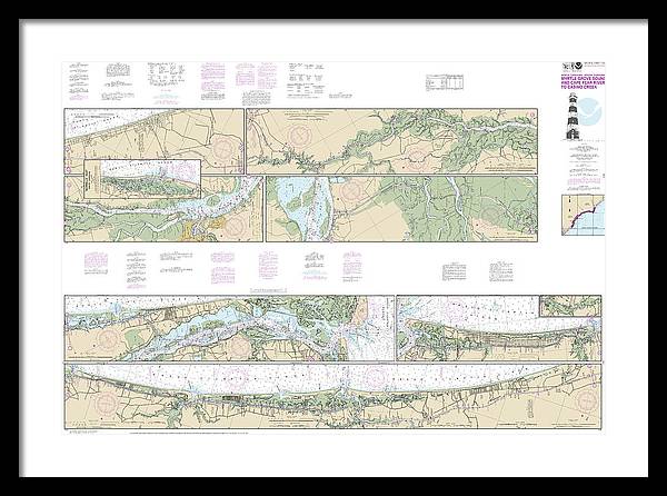 Nautical Chart-11534 Intracoastal Waterway Myrtle Grove Sound-cape Fear River-casino Creek - Framed Print