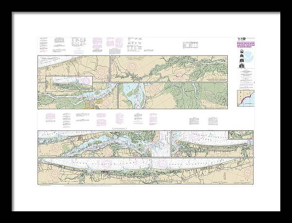 Nautical Chart-11534 Intracoastal Waterway Myrtle Grove Sound-cape Fear River-casino Creek - Framed Print