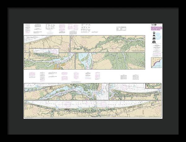 Nautical Chart-11534 Intracoastal Waterway Myrtle Grove Sound-cape Fear River-casino Creek - Framed Print