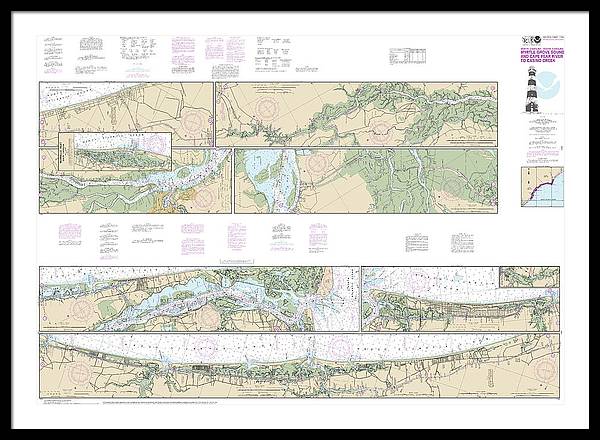 Nautical Chart-11534 Intracoastal Waterway Myrtle Grove Sound-cape Fear River-casino Creek - Framed Print