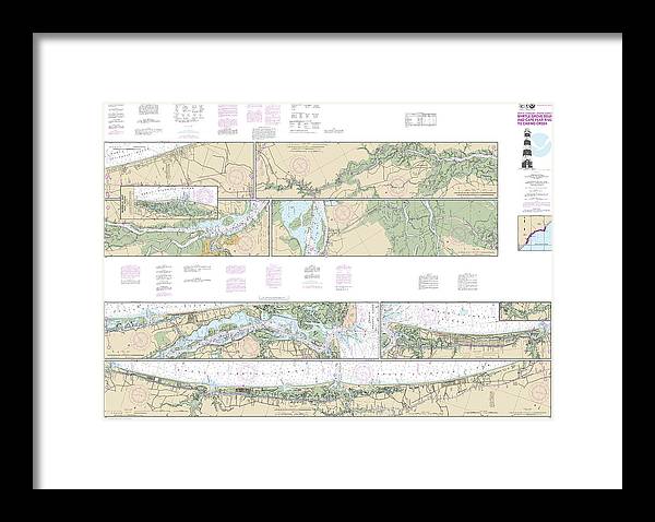 Nautical Chart-11534 Intracoastal Waterway Myrtle Grove Sound-cape Fear River-casino Creek - Framed Print