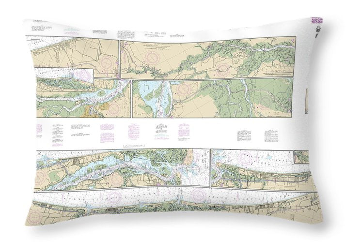 Nautical Chart-11534 Intracoastal Waterway Myrtle Grove Sound-cape Fear River-casino Creek - Throw Pillow