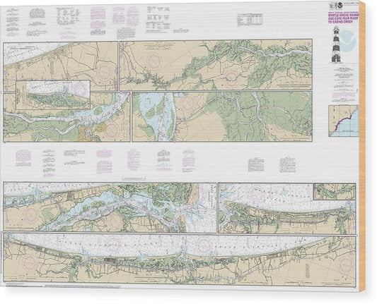 Nautical Chart-11534 Intracoastal Waterway Myrtle Grove Sound-Cape Fear River-Casino Creek Wood Print