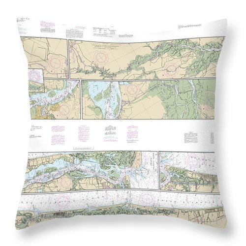 Nautical Chart-11534 Intracoastal Waterway Myrtle Grove Sound-cape Fear River-casino Creek - Throw Pillow