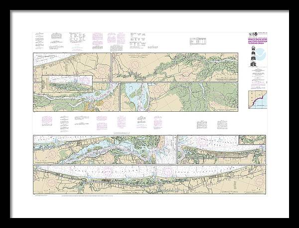 Nautical Chart-11534 Intracoastal Waterway Myrtle Grove Sound-cape Fear River-casino Creek - Framed Print