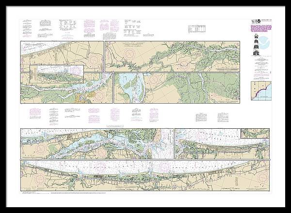 Nautical Chart-11534 Intracoastal Waterway Myrtle Grove Sound-cape Fear River-casino Creek - Framed Print