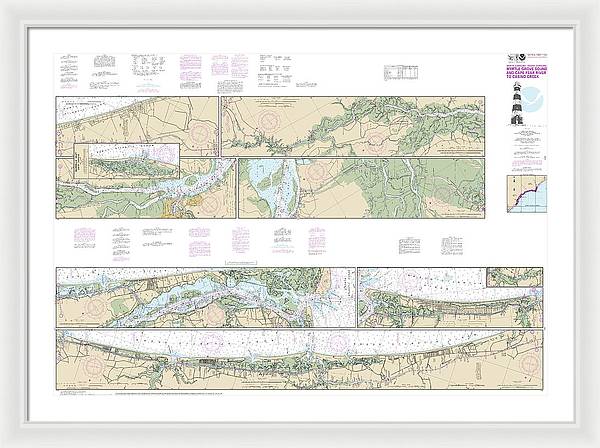 Nautical Chart-11534 Intracoastal Waterway Myrtle Grove Sound-cape Fear River-casino Creek - Framed Print