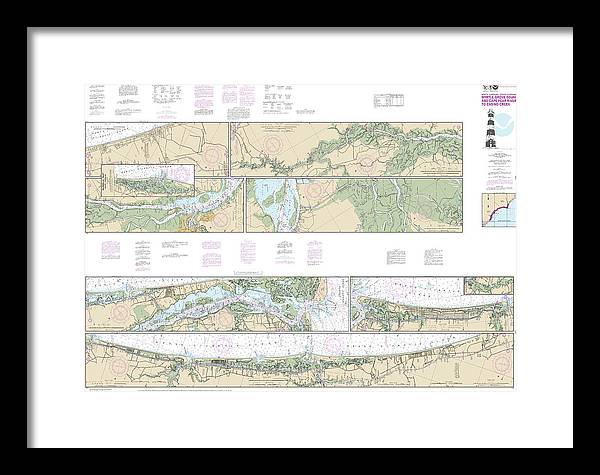 Nautical Chart-11534 Intracoastal Waterway Myrtle Grove Sound-cape Fear River-casino Creek - Framed Print